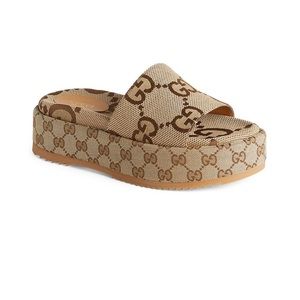 GG slip on platforms. Cognac color. New never worn.